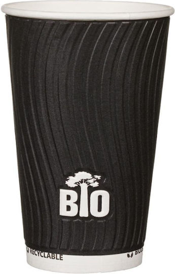 Intertan Biologisch abbaubarer Einwegbecher Papier Schwarz 480ml 100Stück
