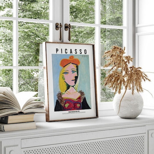 Walls Femme Au Beret Orange Et Au Col De Fourrure Frame Copy of Pablo Picasso Wooden 50x70cm