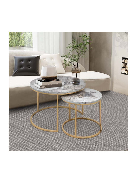 Round Zigzag Set Gary Wooden Beige Marble effec...