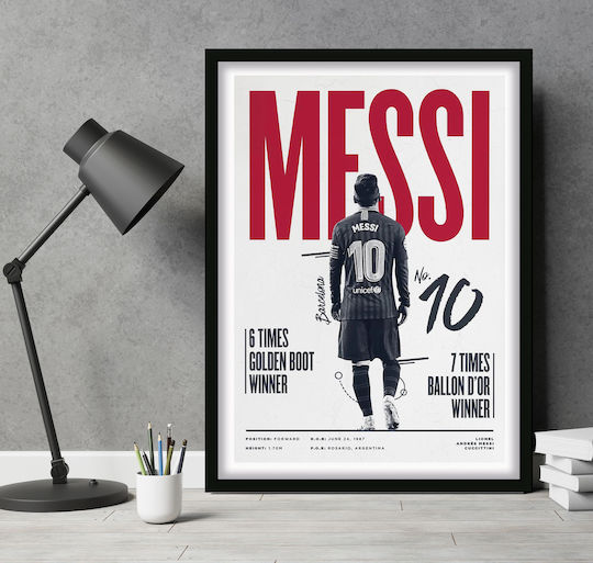 Leo Messi Rahmen Holz 30x40cm