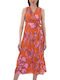 Sommer Midi Hemdkleid Kleid Wickel Orange