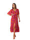 David Mare Summer Midi Shirt Dress Dress with Ruffle Fuchsia