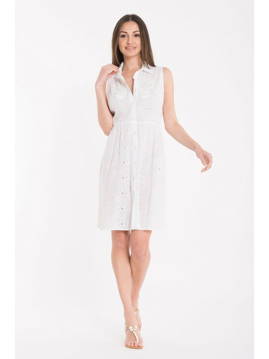 David Mare Summer Mini Shirt Dress Dress White