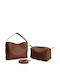 Set Damentasche Schultertasche Tabac Braun