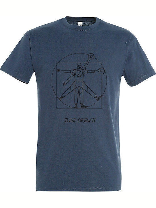 Just Drew it, Jordan T-shirt Μπλε Βαμβακερό