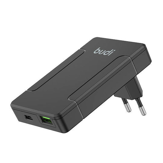 Budi Φορτιστής Χωρίς Καλώδιο GaN με Θύρα USB-A και Θύρα USB-C 65W Power Delivery Μαύρος (GaN2 Pro)