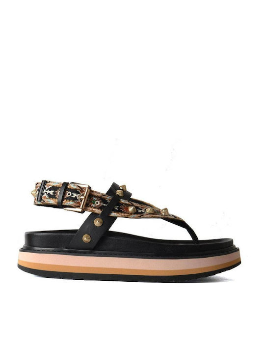 Uno Aztec Women's Flat Sandals Black