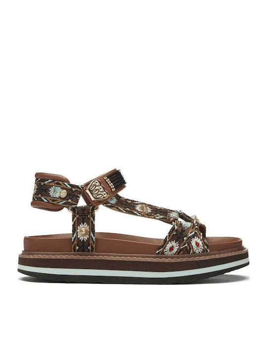 Ash Combo Leather Women's Flat Sandals Brown SS...