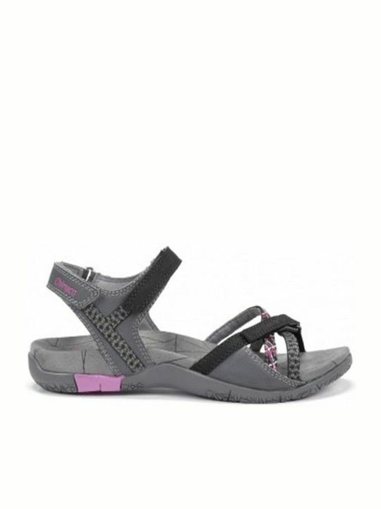 Chiruca Synthetic Leather Women's Sandals with Ankle Strap Gray