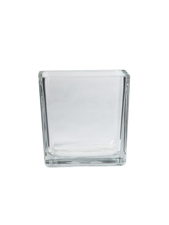 Floran Vază Decorativă Sticlă Transparent 14x14x12cm 1buc