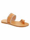 Leather Women's Flat Sandals Beige