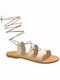 Leather Women's Flat Sandals White