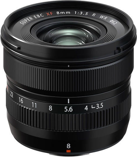 Fujifilm Crop Camera Lens XF 8mm f/3.5 R WR Fixed for Fujifilm X Mount Black