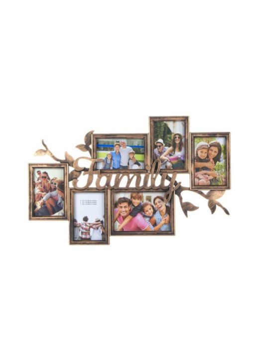 Multi Picture Frame 6 Positions Plastic with Bronze Frame