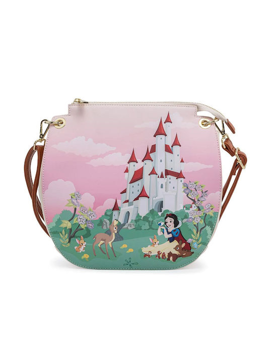 Loungefly Snow White Castle Scene Kids Bag Shoulder Bag Pink 25cmx12cmx28cmcm