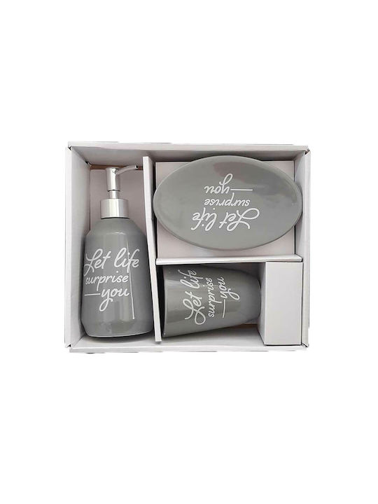 General Trade Badezimmer-Accessoire-Set Porzellan Gray 3Stück