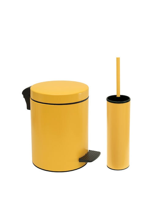 Pam & Co Plastic Toilet Brush and Bin Set 5lt Yellow