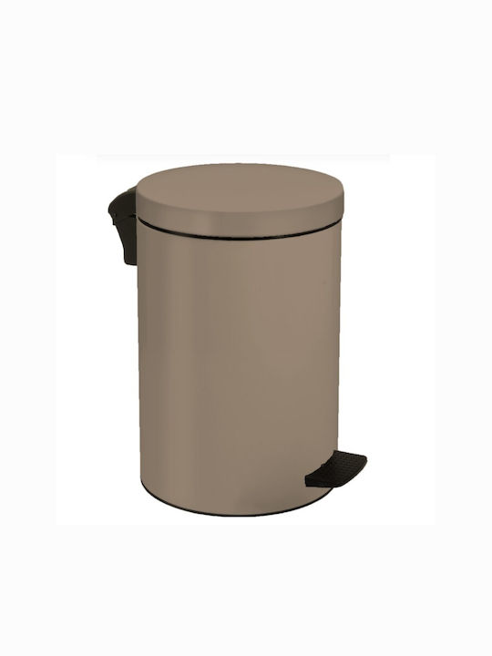 Pam & Co Metallic Toilet Bin with Soft Close Lid 12lt Beige