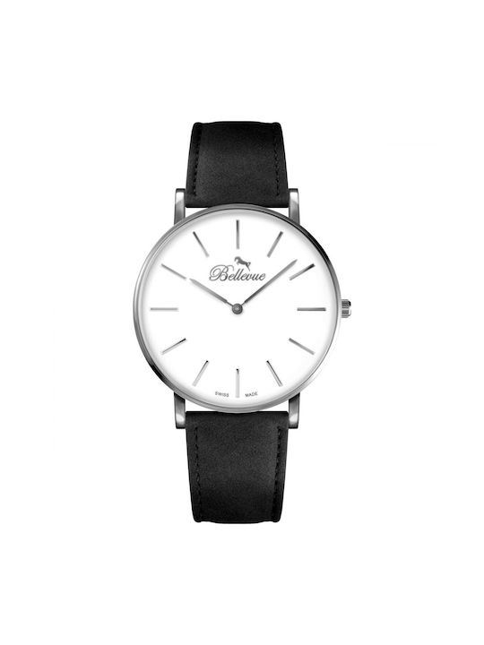 Bellevue Watch Battery with Black Leather Strap