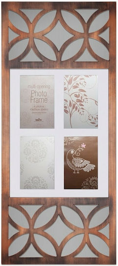 Innova Multi Wall-Mounted 4-Photo Plastic Picture Frame with Bronze Frame
