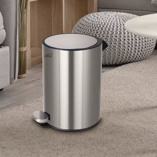 Inter Ceramic Inox Καλαθάκι Μπάνιου 5lt Ασημί