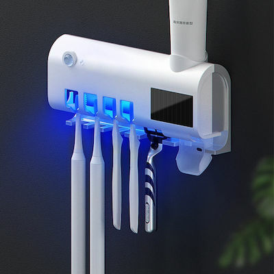Baza de susținere a periuței de dinți cu Dozator Automat de Pastă de Dinti Tapet Plastic Albă