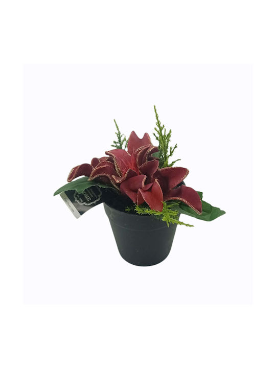 Artificial Plant in Small Pot Red 1pcs