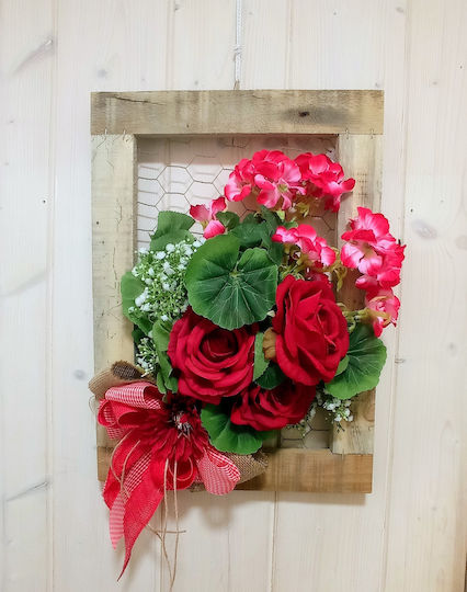 Coroană din Plante Artificiale Trandafir Red 33cm Ambalaz