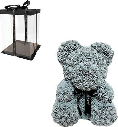 Bear of Artificial Roses Gray 25cm in Box Fly Digital