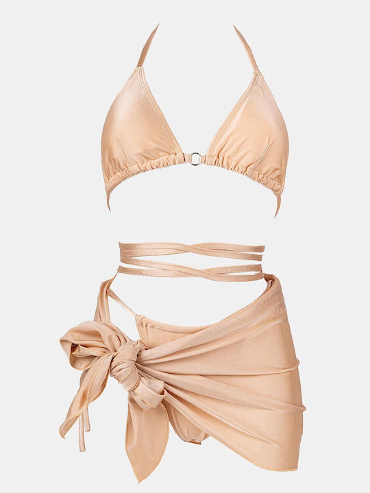Decoro Set Bikini 3 Bucăți Triunghi Bej