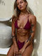 Set Bikini Triunghi Cu Burete Detașabil Burgundy