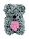 Teddybär aus künstlichen Rosen Rosa 25cm in Box Aleiferopoulos Flowers