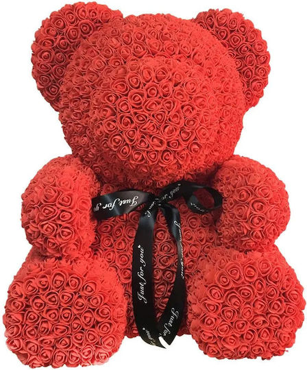Teddybär aus künstlichen Rosen Rot 65cm in Box Aleiferopoulos Flowers