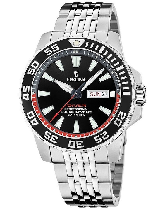 Festina Diver Ανδρικό Ρολόι 45mm Μπαταρίας με Α...