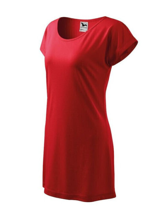 Sommer Mini Sportliches Damenkleid T-Shirt Kurzärmelig Rote