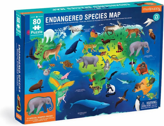 Παιδικό Puzzle Eίδη υπό Eξαφάνιση 80pcs Mudpuppy