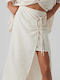Vero Moda High Waist Midi Envelope Skirt in Beige color