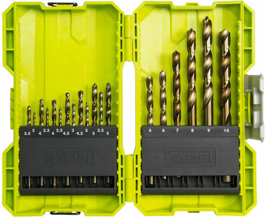 Ryobi Set of 19 HSS Drills with Cylindrical Drill Top for Metal