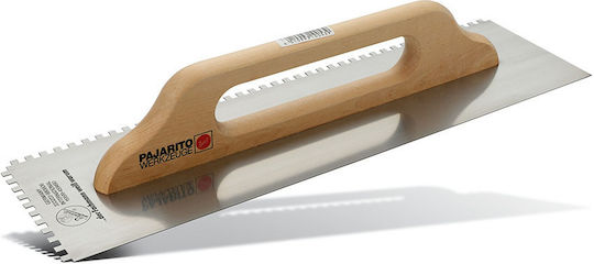 Pajarito Spatulă pentru gresie Inox Danturată 500mm cu Mâner de Lemn 189Z/49