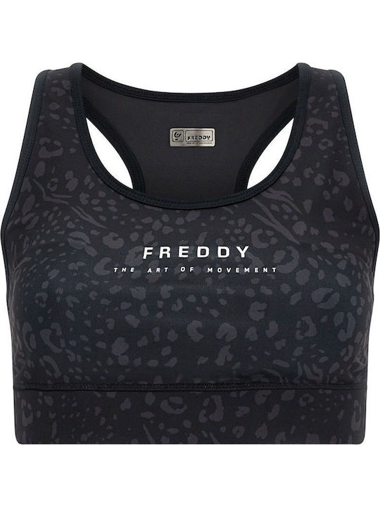 Women's Sports Bra without Padding Black Leopard
