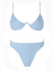 Luigi Underwire Bikini Set Bra & High Waisted Bottom with Adjustable Straps Light Blue