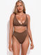 Gigi Set Bikini Τριγωνάκι Ψηλόμεσο Καφέ