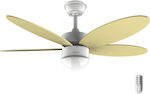 Cecotec EnergySilence Aero 4250 Flow Sunlight Ceiling Fan 106cm with Light and Remote Control Yellow