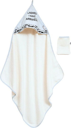 Evita Hooded Baby Bath Towel I Have Arrived White