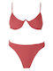 Luigi Underwire Bikini Set Bra & Brazil Bottom with Adjustable Straps Pink