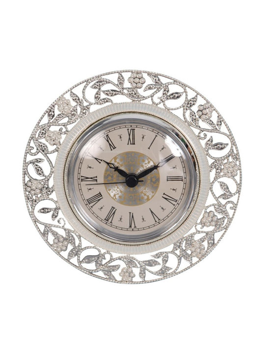 Antique Wall Clock Wooden Silver Ø13cm