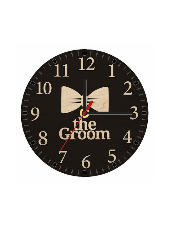 Wall Clock Wooden Black Ø20cm