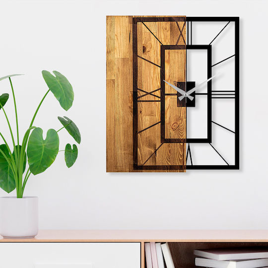 Wallity 3D Wall Clock Wooden Brown 49x3cm