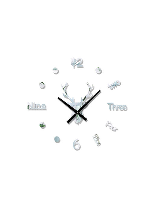 3D Wall Clock Sticker Plastic Silver