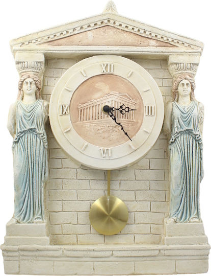 Antike Wanduhr Keramik mit Pendel Ecru Ø38,5cm